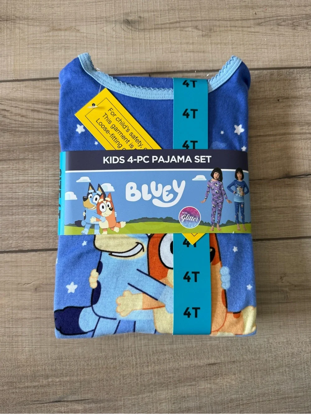 BNIB Bluey Kids 4-Piece Snug Fit Pajama Set 4T